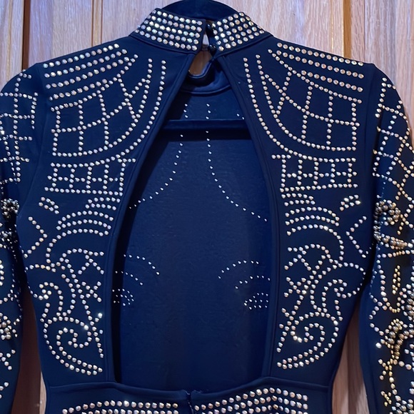 Mini dress from Fashion nova, size XS color black with gold stud and beads. - Picture 5 of 8